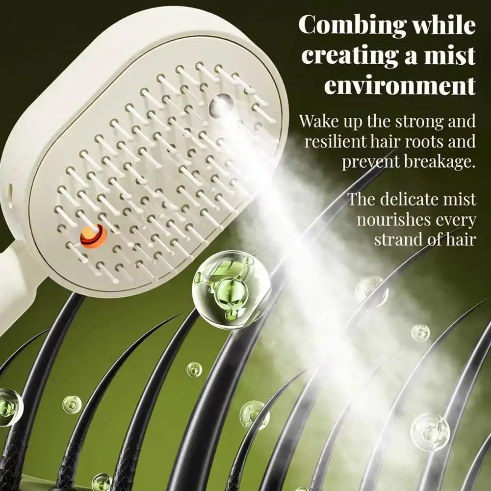 Electric Spray Air Cushions Massage Comb 3 in 1 Self Cleaning Steam Essential Oil Brush Rechargeable Spray Scalp Massager Combs